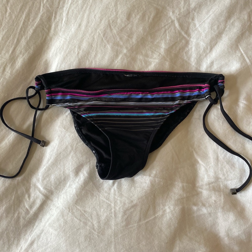 Oakley striped tie string bikini bottoms